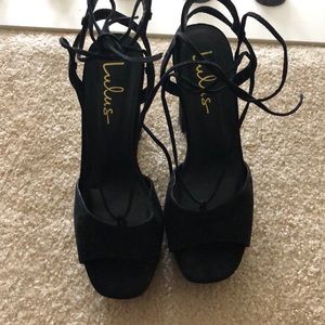 5 inch lace up black heels